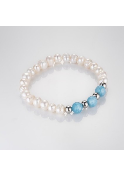 Gerçek Inci Mavi Kuvars Taşı Bileklik MKT.1.10001.2 fiyatları