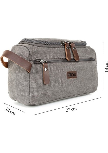 Şıklıkta Sınır Tanımayan Çanta Su Geçirmez Kanvas Kumaş Traş Ve Makyaj El Çantası Gri fiyatları