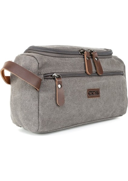 Şıklıkta Sınır Tanımayan Çanta Su Geçirmez Kanvas Kumaş Traş Ve Makyaj El Çantası Gri modelleri