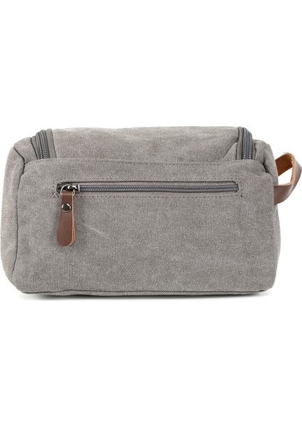 Şıklıkta Sınır Tanımayan Çanta Su Geçirmez Kanvas Kumaş Traş Ve Makyaj El Çantası Gri fırsatları