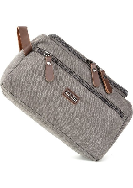Şıklıkta Sınır Tanımayan Çanta Su Geçirmez Kanvas Kumaş Traş Ve Makyaj El Çantası Gri indirimleri