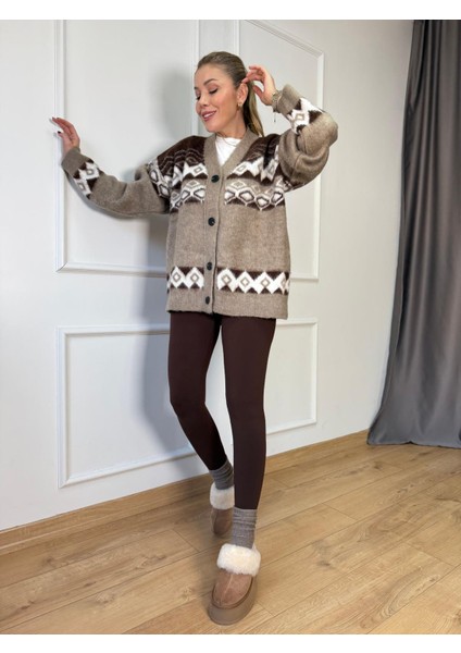 Vizon V Yaka Etnik Desen Hırka fiyatları