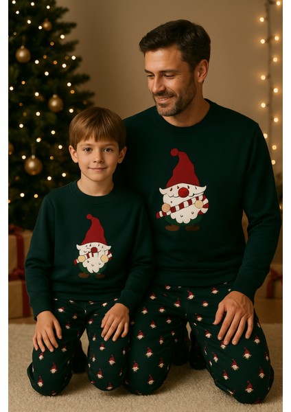Erkek Çocuk Santa Claus Yılbaşı Temalı Pijama Altı Yeşil modelleri