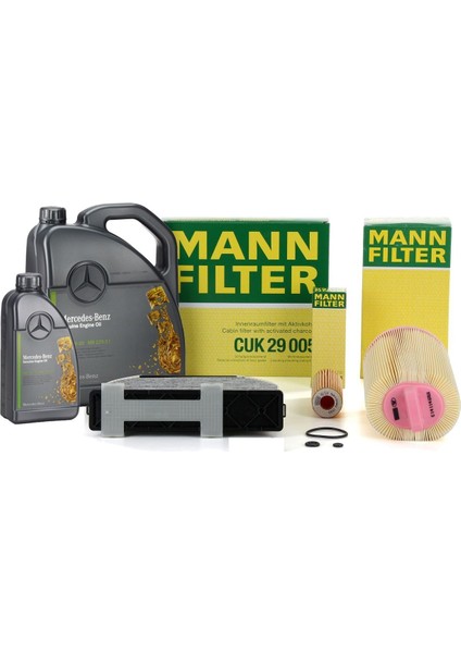 Mercedes W204 Kasa C200 Kompressor Periyodik Bakım Filtre Seti Mann Marka Orijinal Motor Yağlı