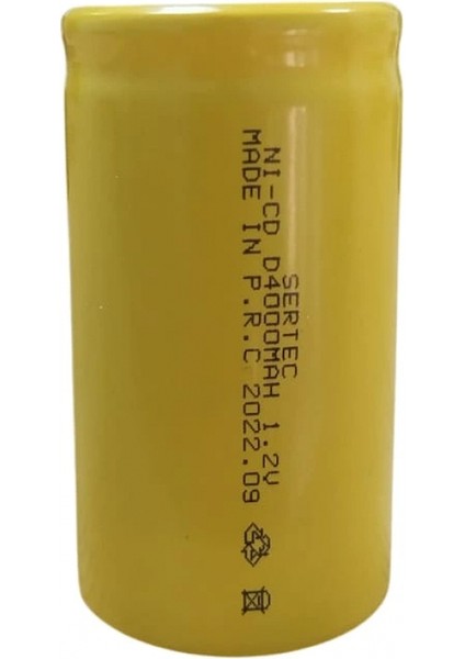 1.2V 4000 Mah - D Büyük Boy - Ni-CD Şarjlı Pil - (Başsız / Flat Head)