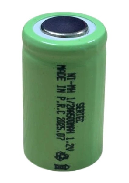 1.2V 500 Mah - 1/2AA - Ni-MH Şarjlı Pil - (Başsız / Flat Head)