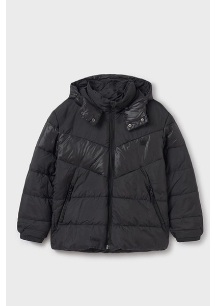Erkek Çocuk 10-18 Yaş Dolgulu Astarlı Kışlık Mont 7457 Siyah