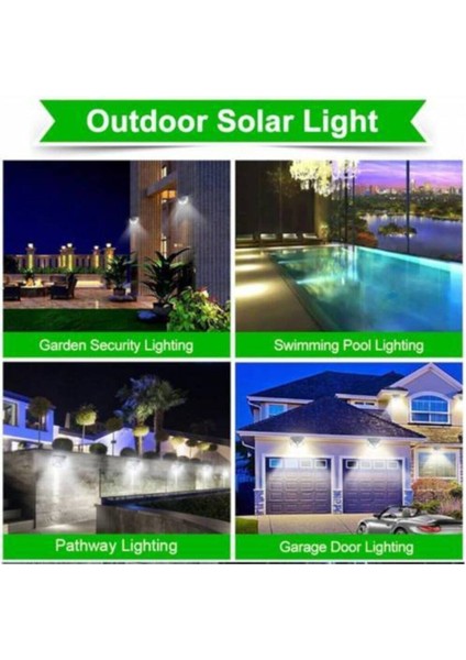 Güneş Enerjili Lamba LED Sokak Dış Ortam Solar Bahçe Aydınlatması Su Geçirmez Sensörlü (100 Led)
