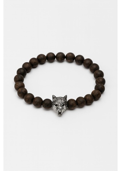 Lastikli Doğal Kahverengi Jasper Taşlı Erkek Bileklik EY40