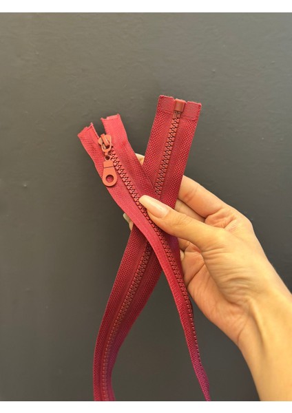 70X3 cm Dişli Bordo Fermuar