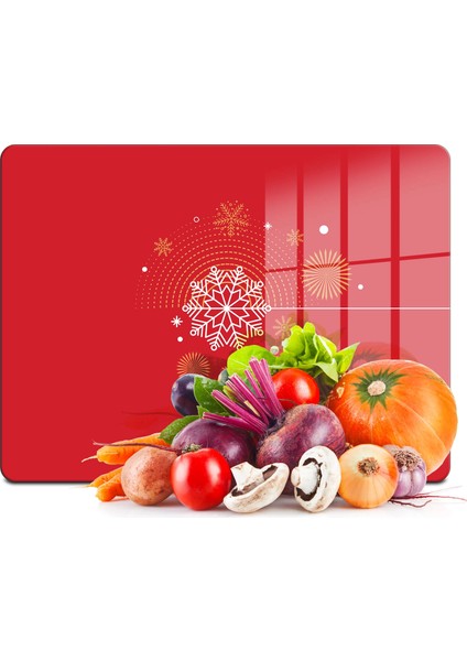 Cam Kesme Tahtası ve Sunumluk Yeni Yılbaşı Desenli 20X30 cm
