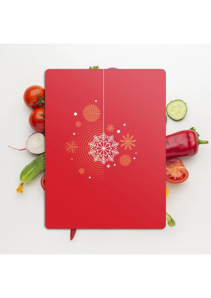 Cam Kesme Tahtası ve Sunumluk Yeni Yılbaşı Desenli 20X30 cm modelleri