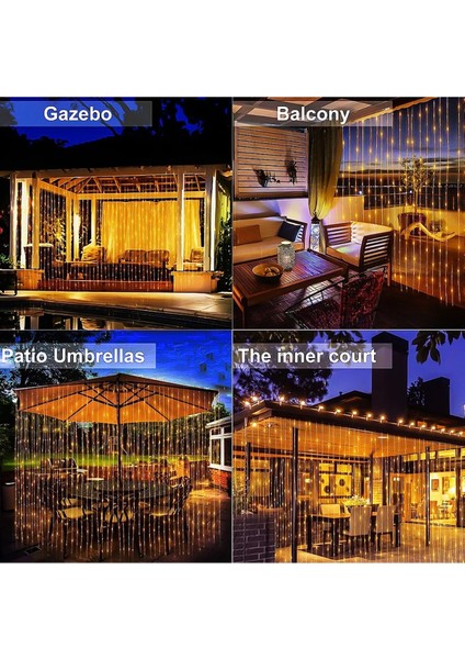 Saçak LED Işık 8 Ayrı Mod 2MX2M ( 200 cm x 200 cm ) Perde Fişli LED Animasyonlu Lamba Işık modelleri