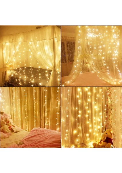 Saçak LED Işık 8 Ayrı Mod 2MX2M ( 200 cm x 200 cm ) Perde Fişli LED Animasyonlu Lamba Işık