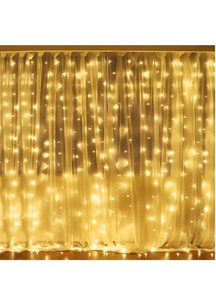 2,5x2,5 Günışığı Sarı Renk Prizli Perde LED Işık Dekoratif Saçak LED fiyatları