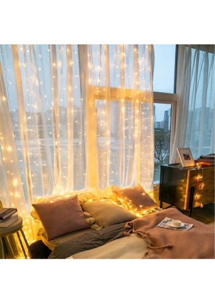 2,5x2,5 Günışığı Sarı Renk Prizli Perde LED Işık Dekoratif Saçak LED modelleri