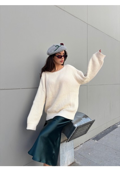 Kadın Taş Oversize Selanik Örgü Triko Kazak 30057