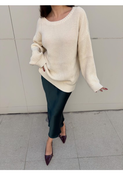 Kadın Taş Oversize Selanik Örgü Triko Kazak 30057 fiyatları