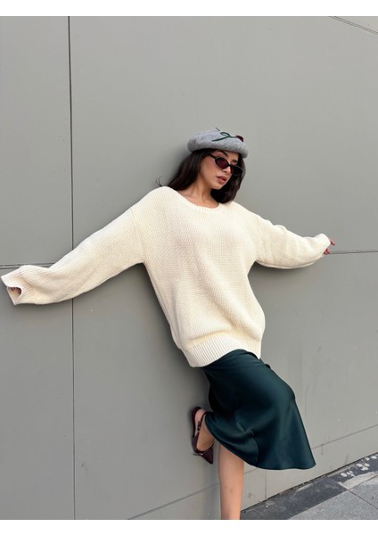 Kadın Taş Oversize Selanik Örgü Triko Kazak 30057 indirimleri