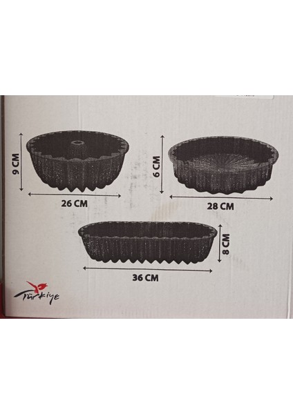 Granit Kaplama 3 Parça Siyah Kek & Turta Kalıbı Takımı - Yanmaz ve Yapışmaz Yüzey fırsatları