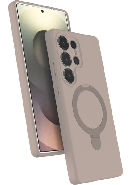 Samsung Galaxy S24 Ultra Uyumlu Içi Kadife Stand Olabilen Halka Yüzüklü Kılıf