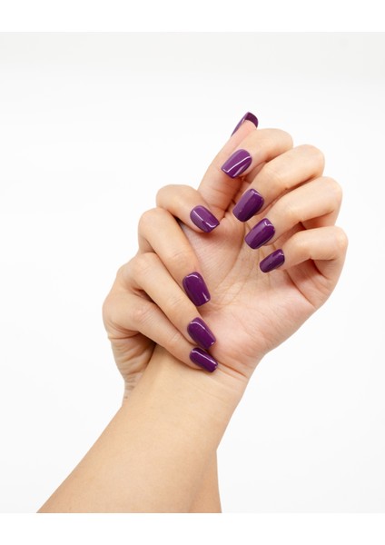 10'lu Mor Kısa Kare TT1233 Tekrar Kullanılabilir El Yapımı Protez Takma Tırnak - Mor-M modelleri