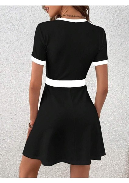 Kadın Kısa Kollu Bisiklet Yaka Önden Düğmeli Modal Elbise indirimleri