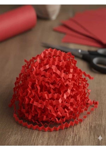 Kırmızı Içi Z Zigzag Kırpık Kâğıt – Hediye Kutu Içi Dolgu Süsleme ve Dolgu Malzemesi 1000 gr