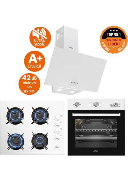 ve Afm Tech Markalı / Statik Fırın Sessiz Cam Ankastre Set ( D087-SA + FM2201 + FM7301 )