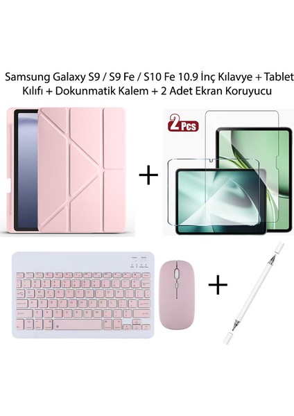 Yesnıce Samsung Galaxy S10 Fe / S9 Fe / S9 10.9 Inç Uyumlu Standlı Kılıf ve Dokunmatik Kalem ve Klavye ve Mouse