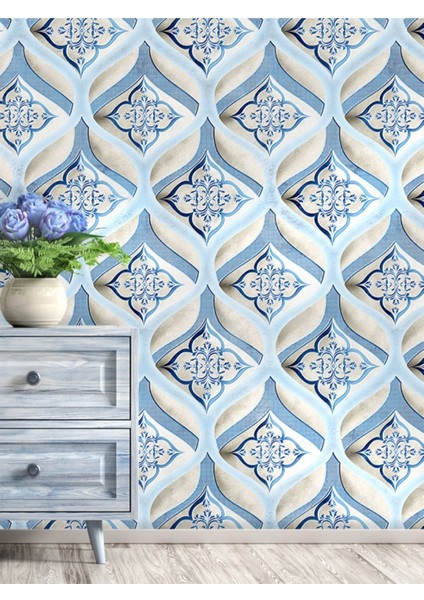 3 Boyutlu Kraliyet Desenli Silinebilir Sağlıklı Tekstil Duvar Kağıdı