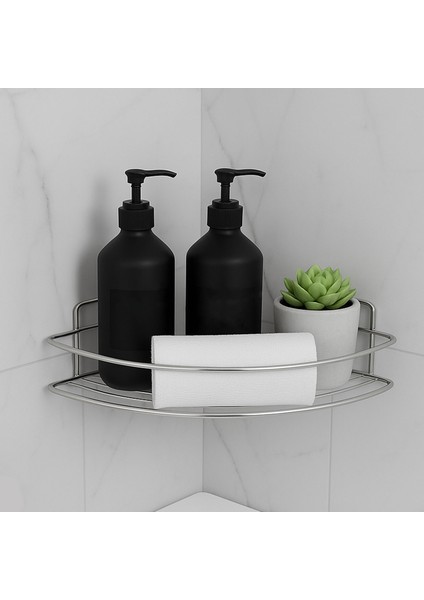 Tek Katlı Duş Şampuanlığı Paslanmaz Çelik Banyo Köşe Rafı Vidalı Sağlam ve Şık Tasarım Krom Renk fiyatları