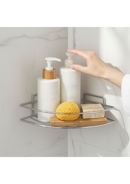 Tek Katlı Duş Şampuanlığı Paslanmaz Çelik Banyo Köşe Rafı Vidalı Sağlam ve Şık Tasarım Krom Renk fırsatları