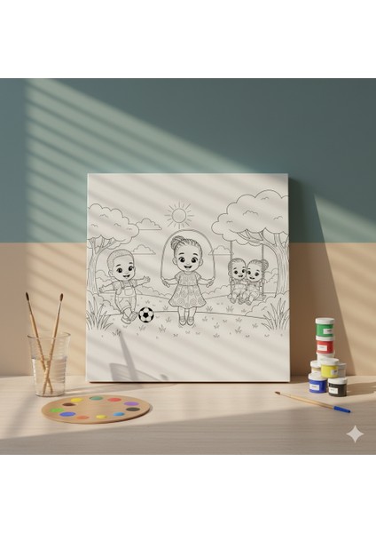 Çocuklar Için Afrikalı Çocuklar Bambotek ve Himba Oyun Parkında Eğitici ve Eğlenceli Boyama Seti