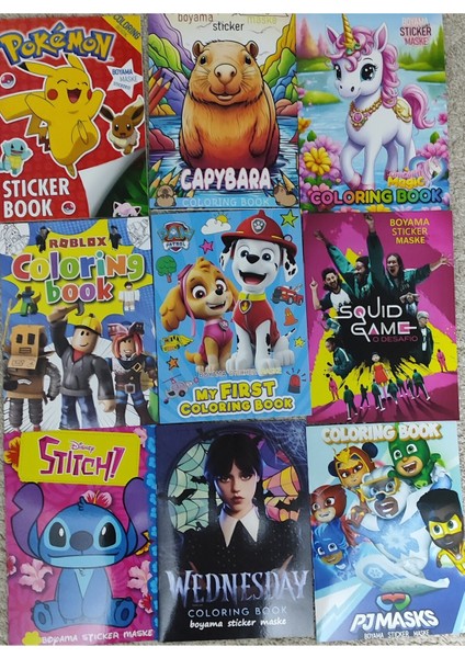 9 Adet Stickerli Boyama Kitabı ADB05