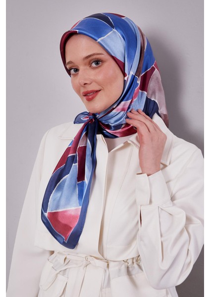 Mavi Geometrik Desen Kristal Eşarp fiyatları