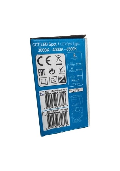 7W Backlight LED Beyaz Kasa Spot Yuvarlak / 3 Renk 3000K-4000K-6500K / Ack fırsatları