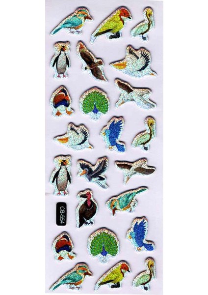 Sticker Kabartmalı Sticker Defter Planlayıcı Etiket (CB554) 16X7 Cm- Kuş Türleri