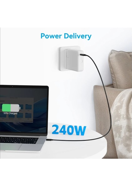 Thunderbolt 5 Type-C Kablo – 240W Hızlı Şarj, 120GBPS Veri, 16K/8K Görüntü Desteği Intel Sertifikalı ZR1017 modelleri