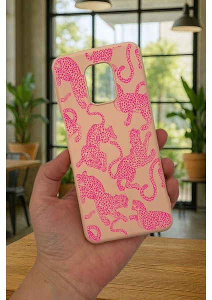 Redmi Note 9 Pro/9s Uyumlu Pembe Leopar Desenli Silikon Darbe Emici Klasik Korumalı Rubber Kılıf