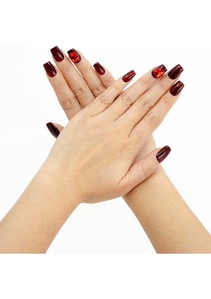 10'lu Orta Kare Kırmızı TT0933 Tekrar Kullanılabilir El Yapımı Protez Takma Tırnak - fiyatları