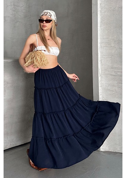 Basic Astarlı Pileli Kadın Uzun Etek Siyah fiyatları