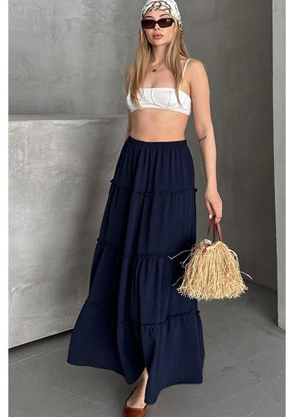 Basic Astarlı Pileli Kadın Uzun Etek Siyah modelleri