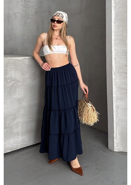 Basic Astarlı Pileli Kadın Uzun Etek Siyah fırsatları