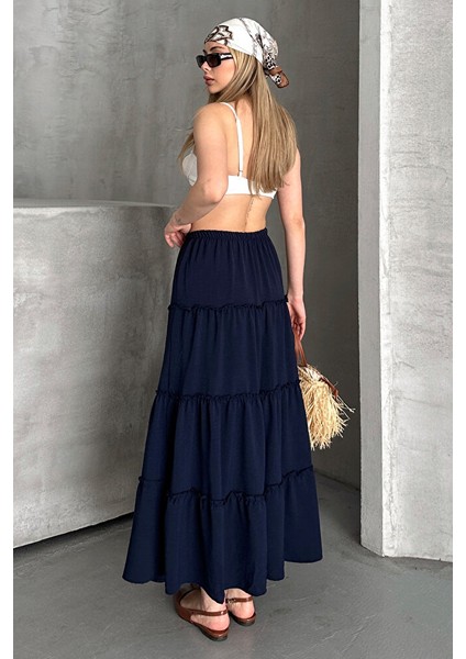 Basic Astarlı Pileli Kadın Uzun Etek Siyah indirimleri