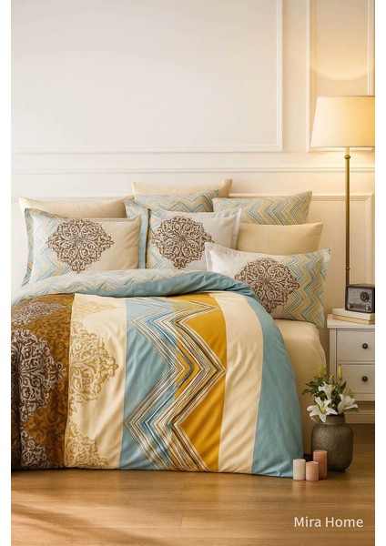 Çift Kişilik Pamuklu Nevresim Takımı Zigzag Desenli fiyatları