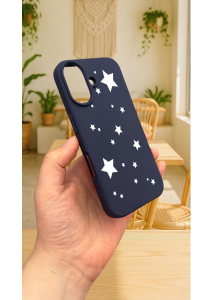 iPhone 16 - Mini Yıldız Desenli Silikon Darbe Emici Klasik Korumalı Rubber Kılıf modelleri