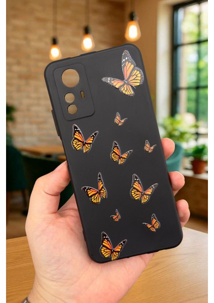 Redmi Note 12S Kelebek Desenli Silikon Darbe Emici Klasik Korumalı Rubber Kılıf