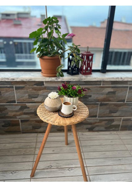 Rattan Bambu Tek Sehpa Yan Sehpa