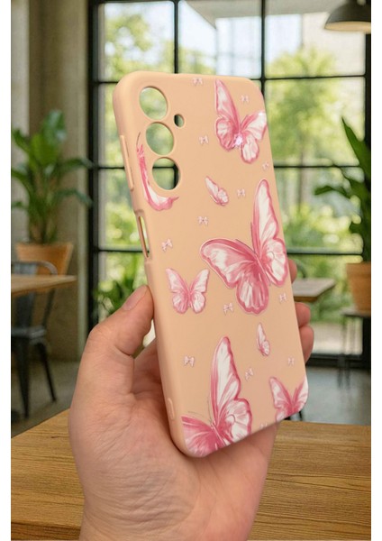 Samsung Galaxy A14 Uyumlu Pembe Kelebek Desenli Silikon Darbe Emici Klasik Korumalı Rubber Kılıf fırsatları